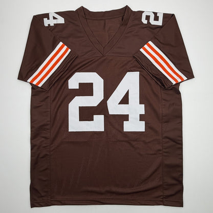 Autographed/Signed Nick Chubb Cleveland Brown Football Jersey Beckett BAS COA