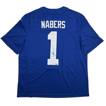 Autographed/Signed Malik Nabers New York Giants Blue Authentic Football Jersey Fanatics COA