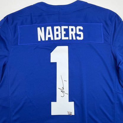 Autographed/Signed Malik Nabers New York Giants Blue Authentic Football Jersey Fanatics COA