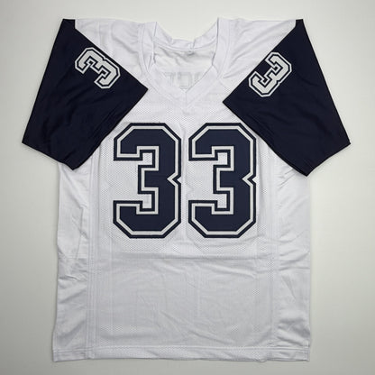 Autographed/Signed Tony Dorsett Dallas White Color Rush Football Jersey JSA COA