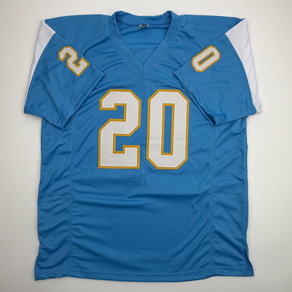 Autographed/Signed Natrone Means Los Angeles San Diego Powder Blue Football Jersey Beckett BAS COA