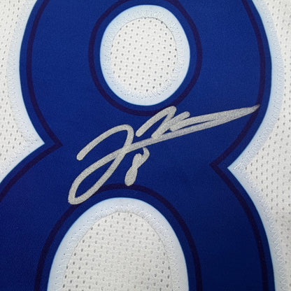 Autographed/Signed Jared Verse Los Angeles LA White Football Jersey Beckett BAS COA