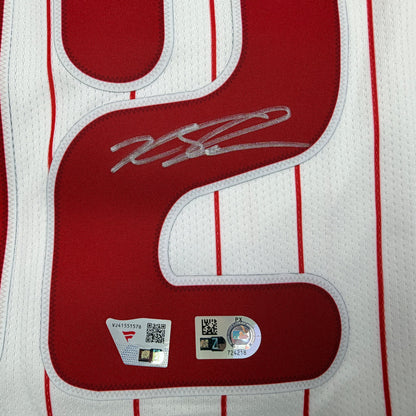 Autographed/Signed Kyle Schwarber Philadelphia Phillies Pinstripe Authentic Baseball Jersey Fanatics & MLB COA