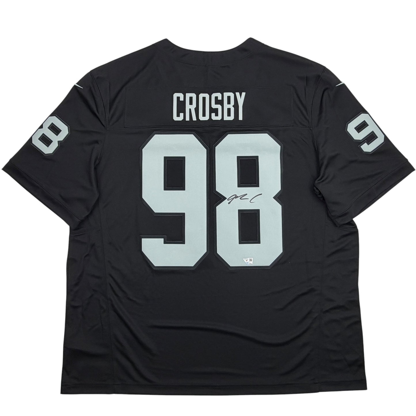 Autographed/Signed Maxx Crosby Oakland Las Vegas Raiders Black Authentic Football Jersey Fanatics COA