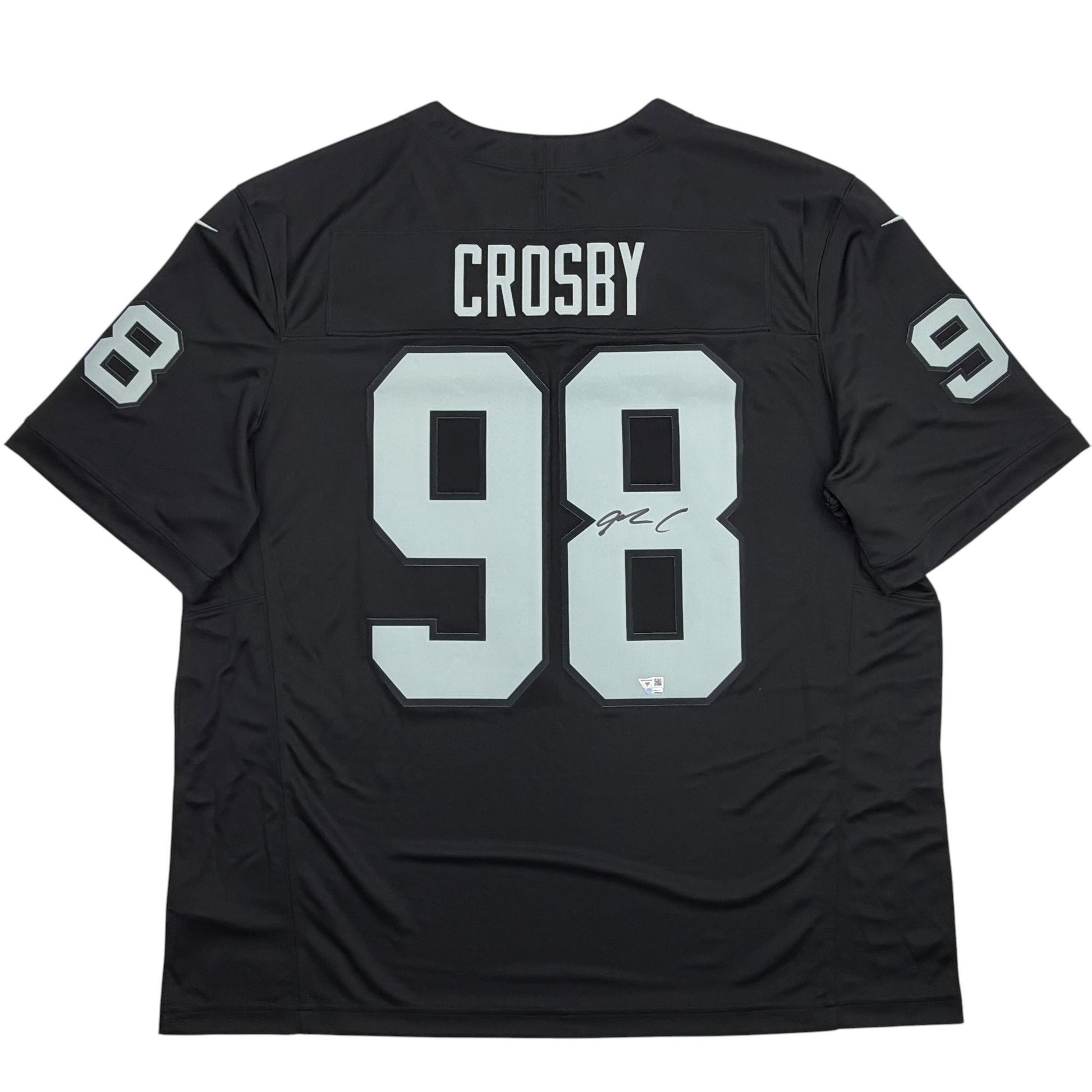 Autographed/Signed Maxx Crosby Oakland Las Vegas Raiders Black Authentic Football Jersey Fanatics COA