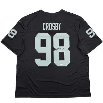 Autographed/Signed Maxx Crosby Oakland Las Vegas Raiders Black Authentic Football Jersey Fanatics COA