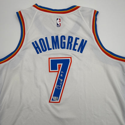 Autographed/Signed Chet Holmgren Oklahoma City OKC Thunder Blue Authentic Basketball Jersey Fanatics COA