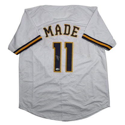 Autographed/Signed Jesus Made Milwaukee White Baseball Jersey JSA COA