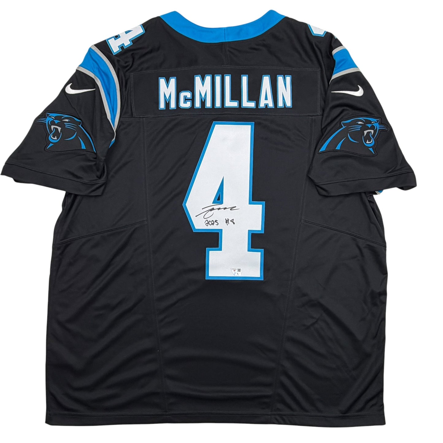 Autographed/Signed Tetairoa McMillan Carolina Panthers Black Authentic Football Jersey Fanatics COA
