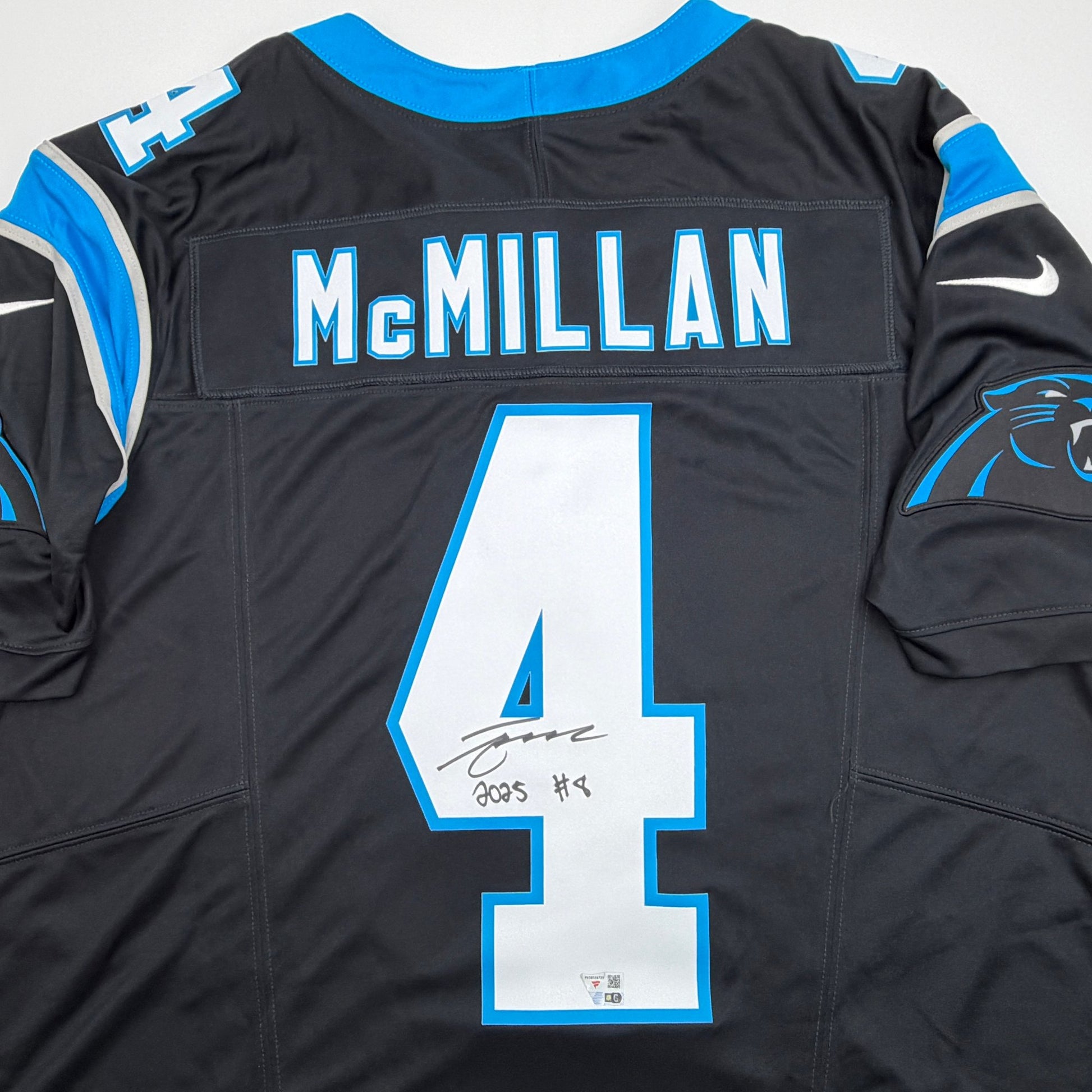 Autographed/Signed Tetairoa McMillan Carolina Panthers Black Authentic Football Jersey Fanatics COA