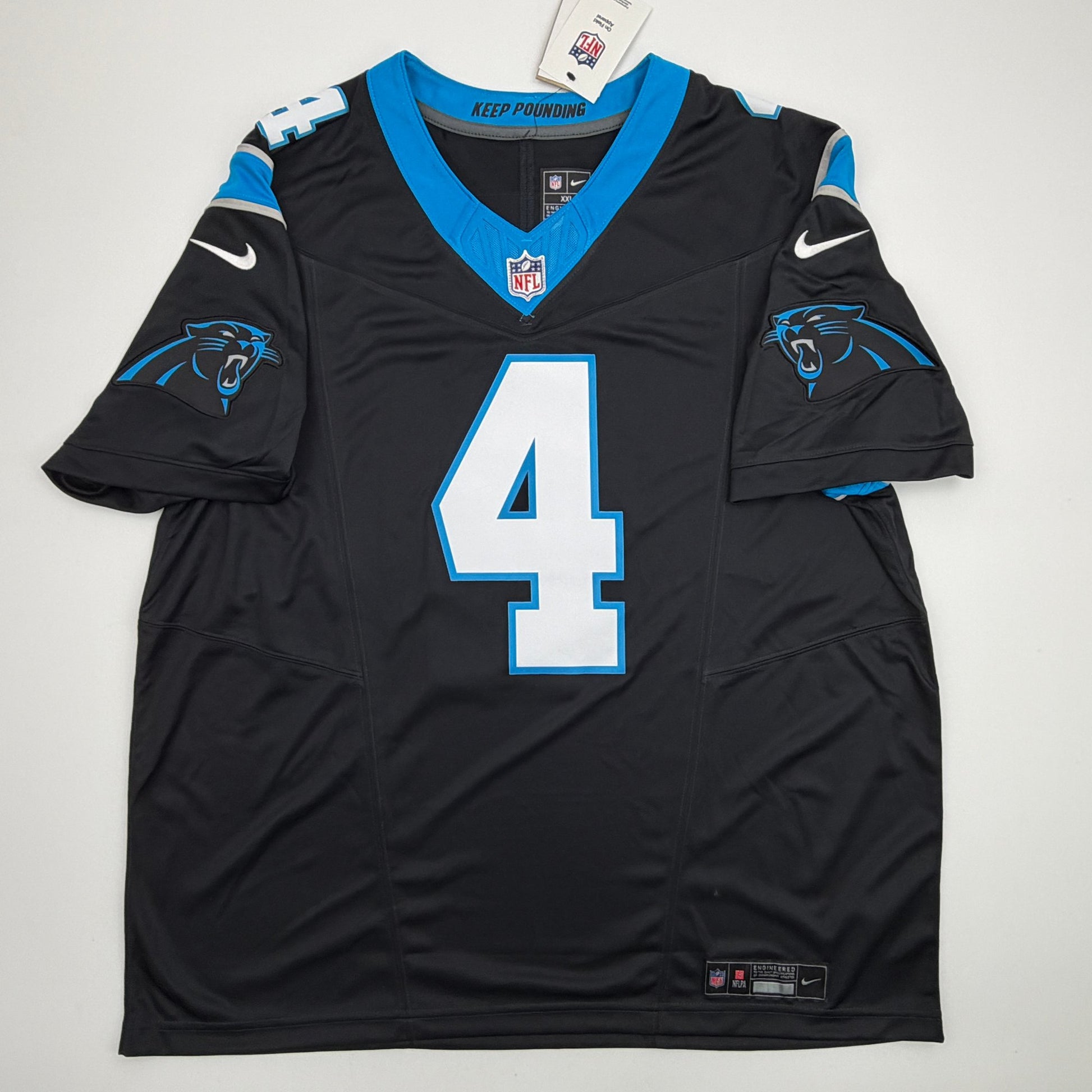 Autographed/Signed Tetairoa McMillan Carolina Panthers Black Authentic Football Jersey Fanatics COA