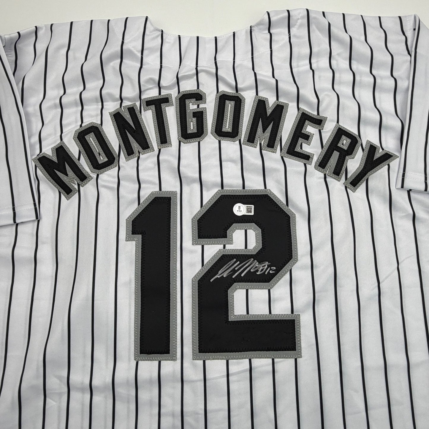 Autographed/Signed Colson Montgomery Chicago Pinstripe Baseball Jersey Beckett BAS COA