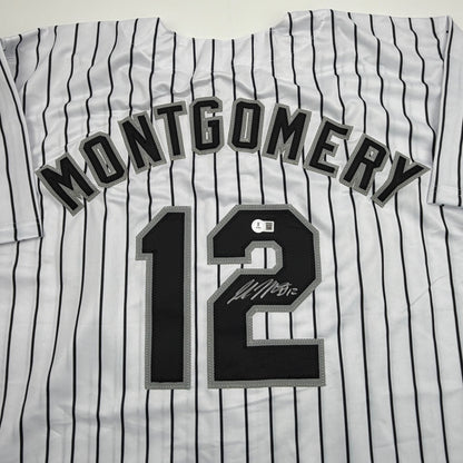 Autographed/Signed Colson Montgomery Chicago Pinstripe Baseball Jersey Beckett BAS COA