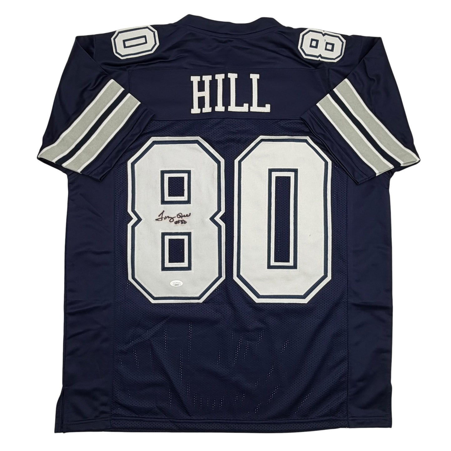 Autographed/Signed Tony Hill Dallas Blue Football Jersey JSA COA