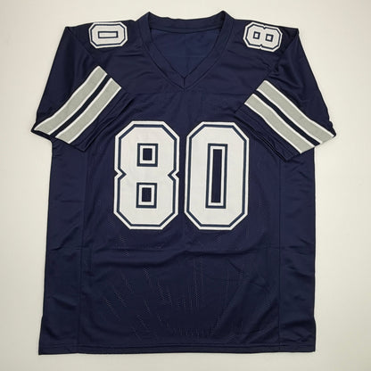 Autographed/Signed Tony Hill Dallas Blue Football Jersey JSA COA