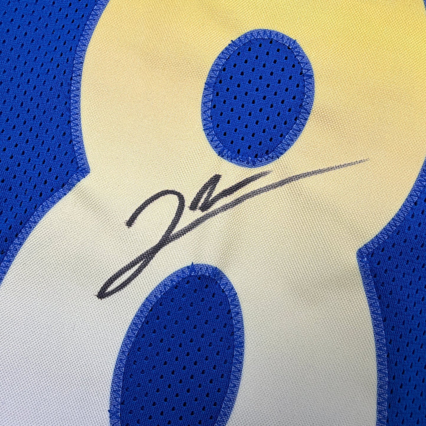Autographed/Signed Jared Verse Los Angeles LA Blue Football Jersey Beckett BAS COA