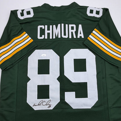Autographed/Signed Mark Chmura Green Bay Green Football Jersey JSA COA
