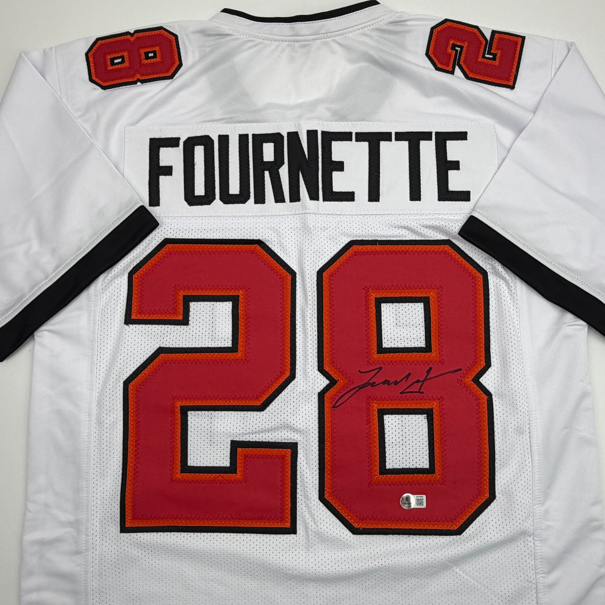 Autographed/Signed Leonard Fournette Tampa Bay White Football Jersey Beckett BAS COA