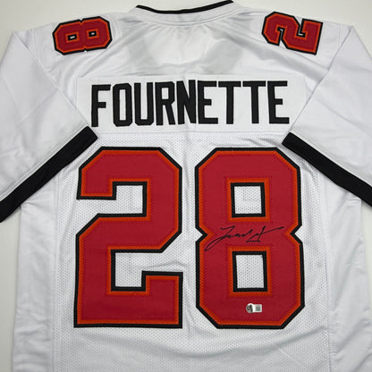 Autographed/Signed Leonard Fournette Tampa Bay White Football Jersey Beckett BAS COA