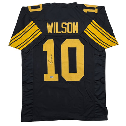 Autographed/Signed Roman Wilson Pittsburgh Black Color Rush Football Jersey Beckett BAS COA