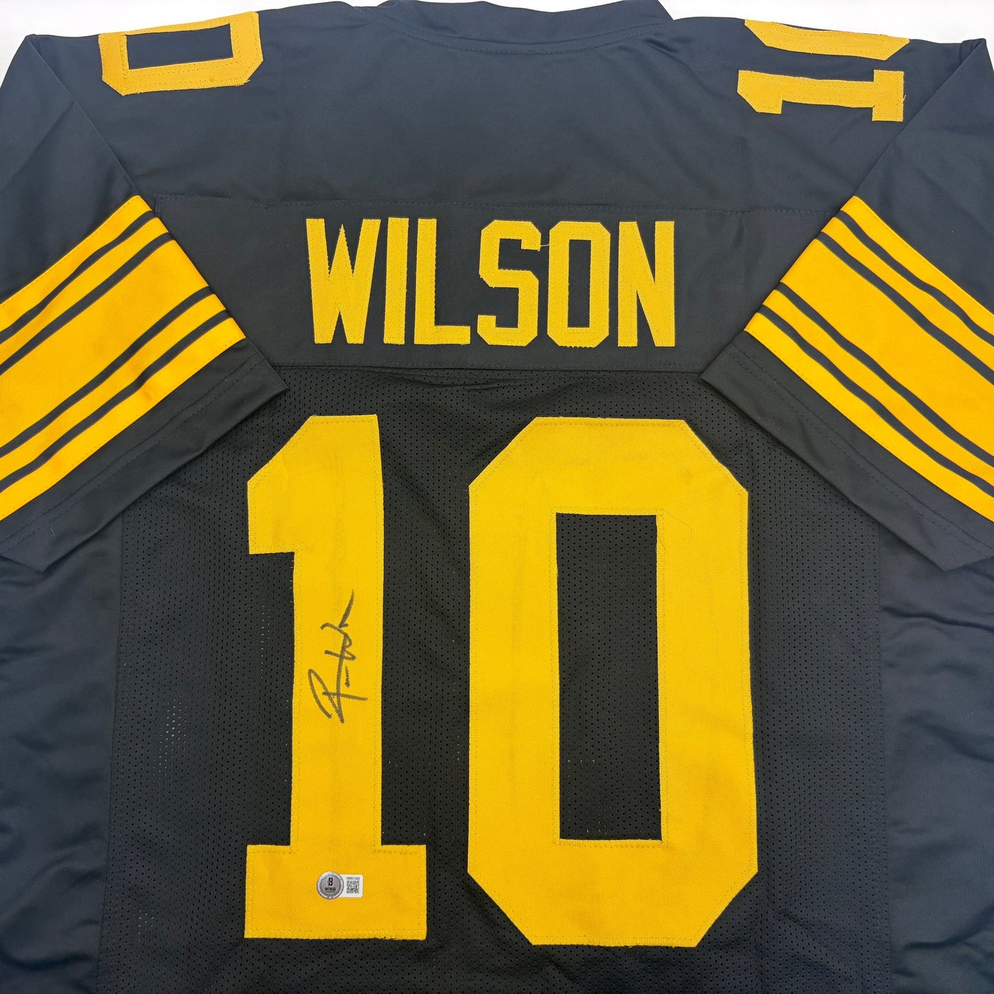 Autographed/Signed Roman Wilson Pittsburgh Black Color Rush Football Jersey Beckett BAS COA