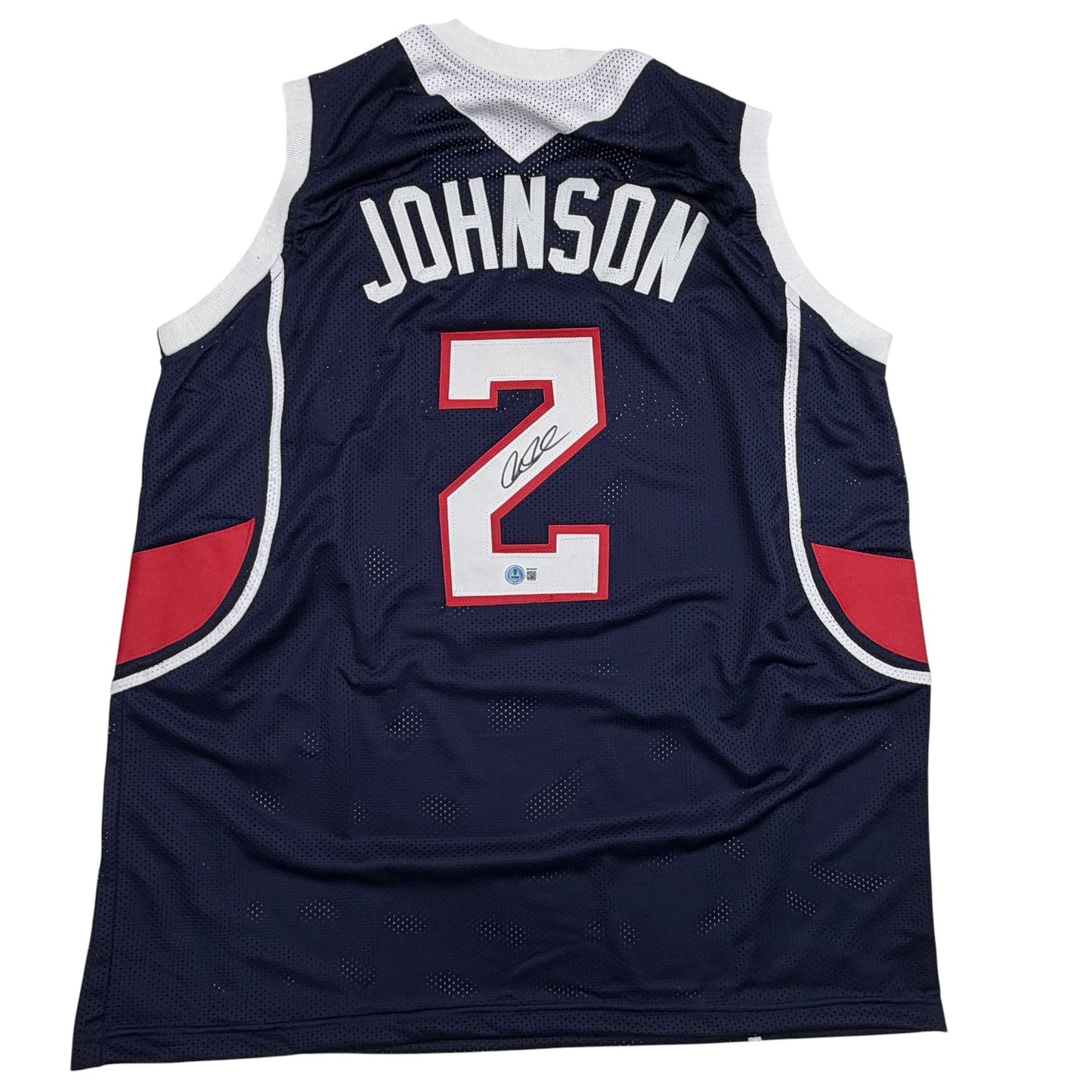 Autographed/Signed Joe Johnson Atlanta Blue Basketball Jersey Beckett BAS COA