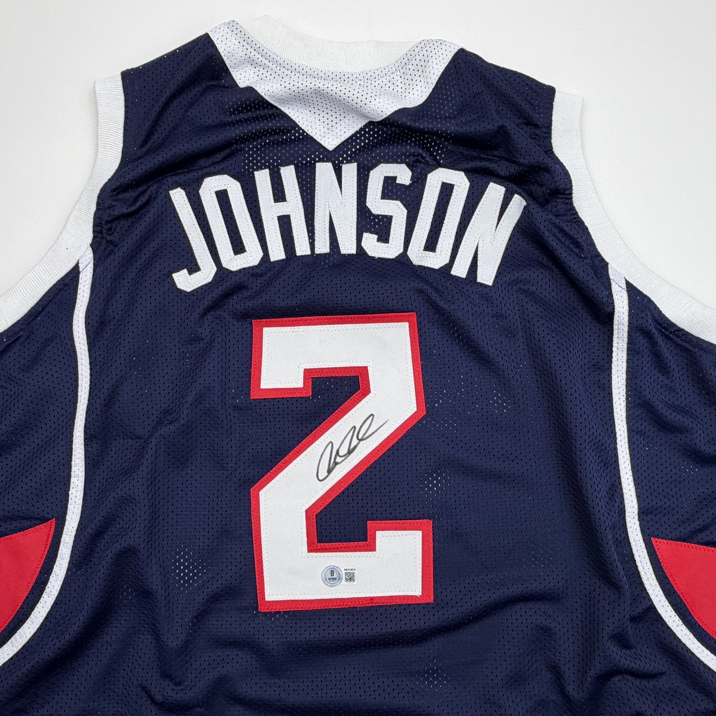 Autographed/Signed Joe Johnson Atlanta Blue Basketball Jersey Beckett BAS COA