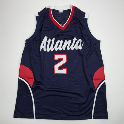 Autographed/Signed Joe Johnson Atlanta Blue Basketball Jersey Beckett BAS COA