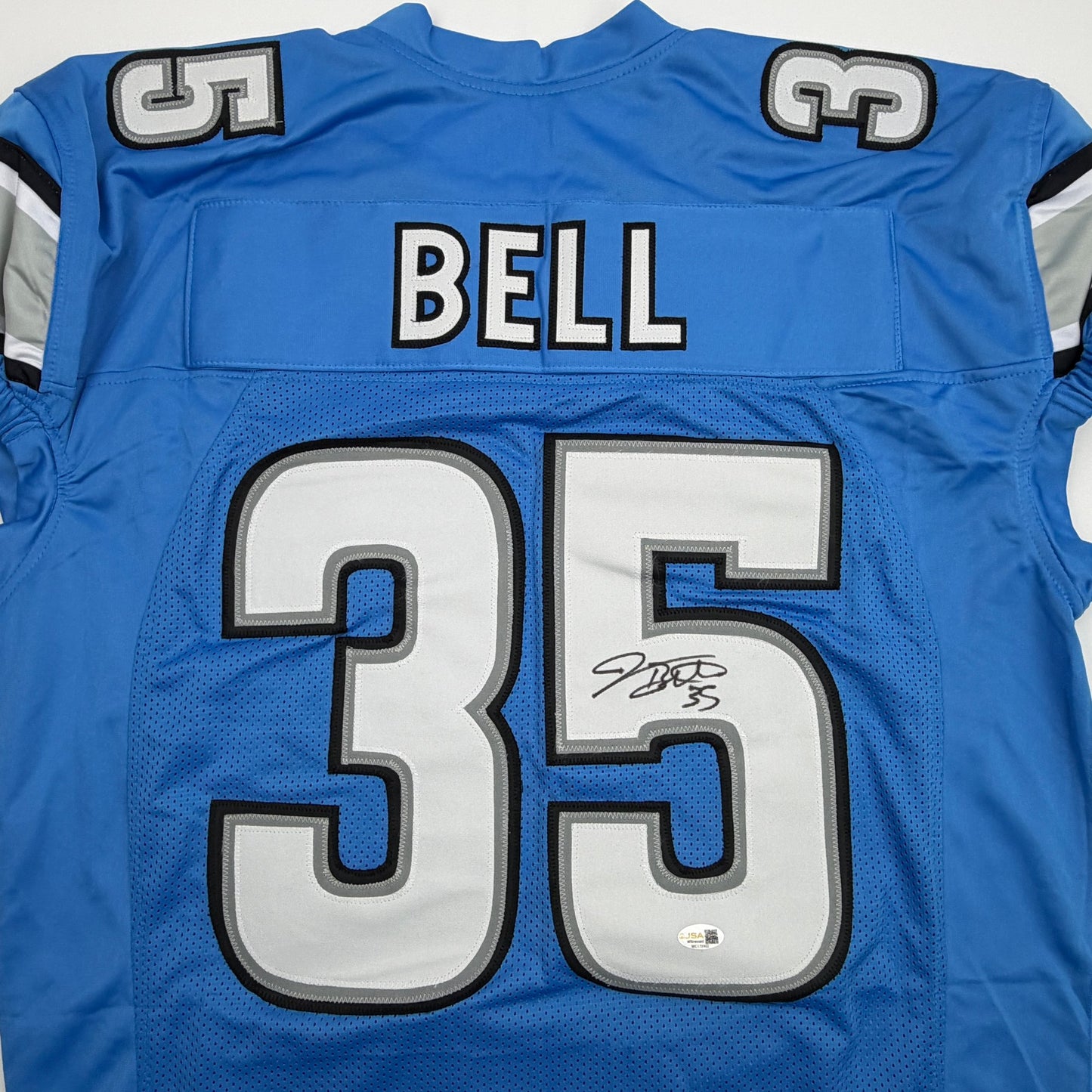 Autographed/Signed Joique Bell Detroit Blue Pro Cut Football Jersey JSA COA
