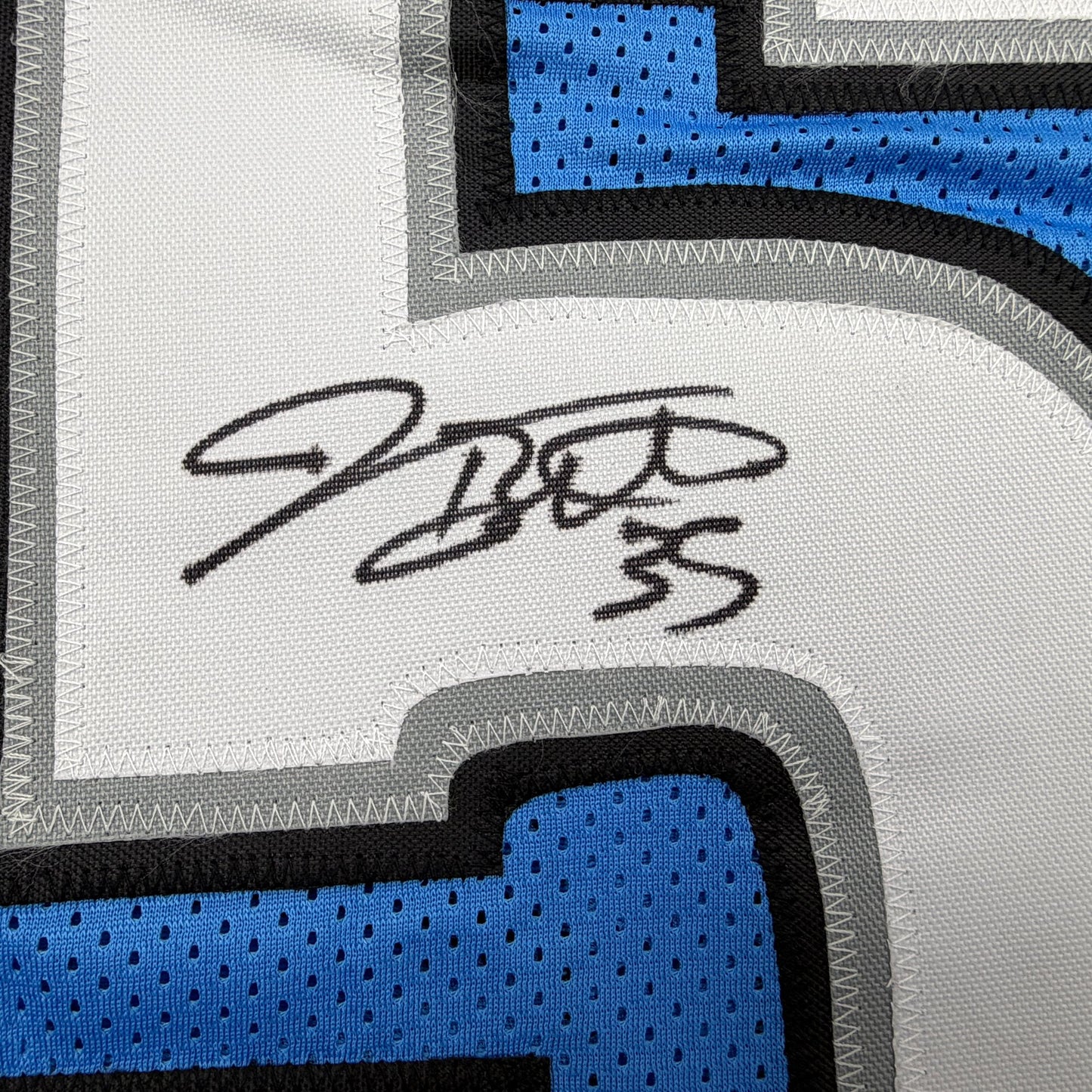 Autographed/Signed Joique Bell Detroit Blue Pro Cut Football Jersey JSA COA