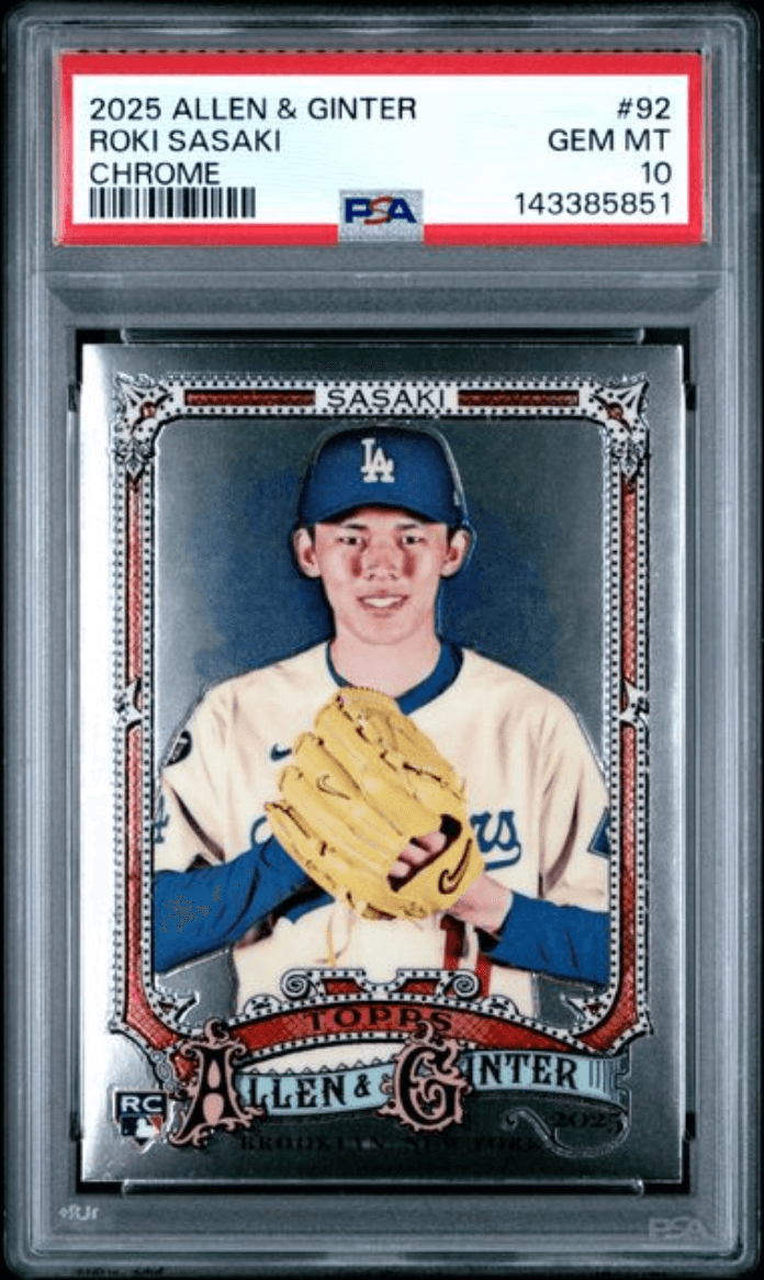 Graded 2025 Topps Allen & Ginter Roki Sasaki #92 Chrome Rookie RC Baseball Card PSA 10 Gem Mint
