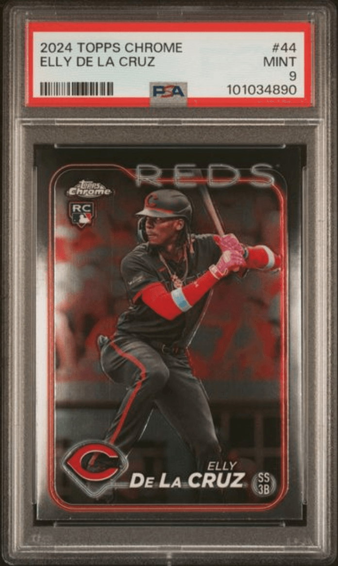 Graded 2024 Topps Chrome Elly De La Cruz #44 Rookie RC Baseball Card PSA 9 Mint
