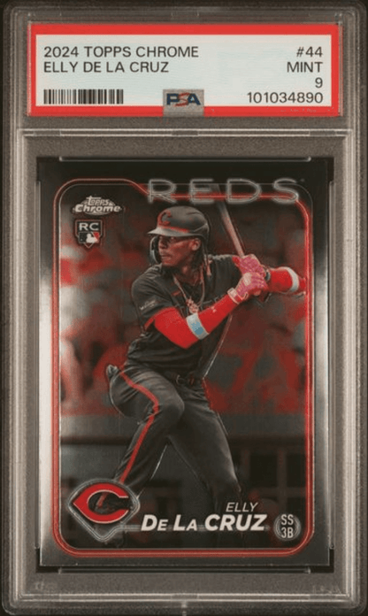 Graded 2024 Topps Chrome Elly De La Cruz #44 Rookie RC Baseball Card PSA 9 Mint