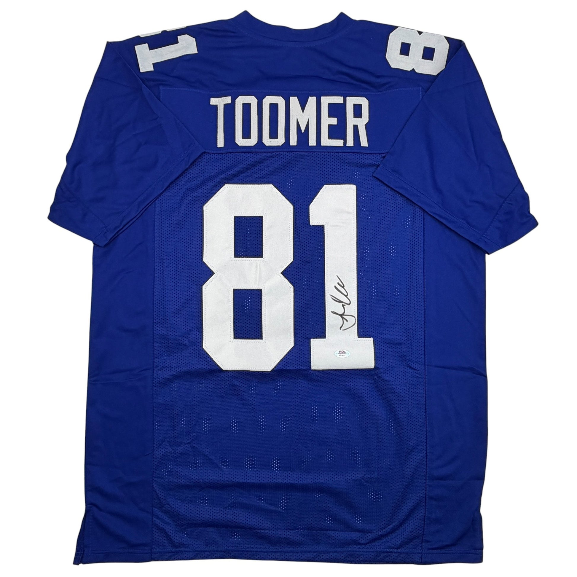 Autographed/Signed Amani Toomer New York Blue Football Jersey PSA/DNA COA