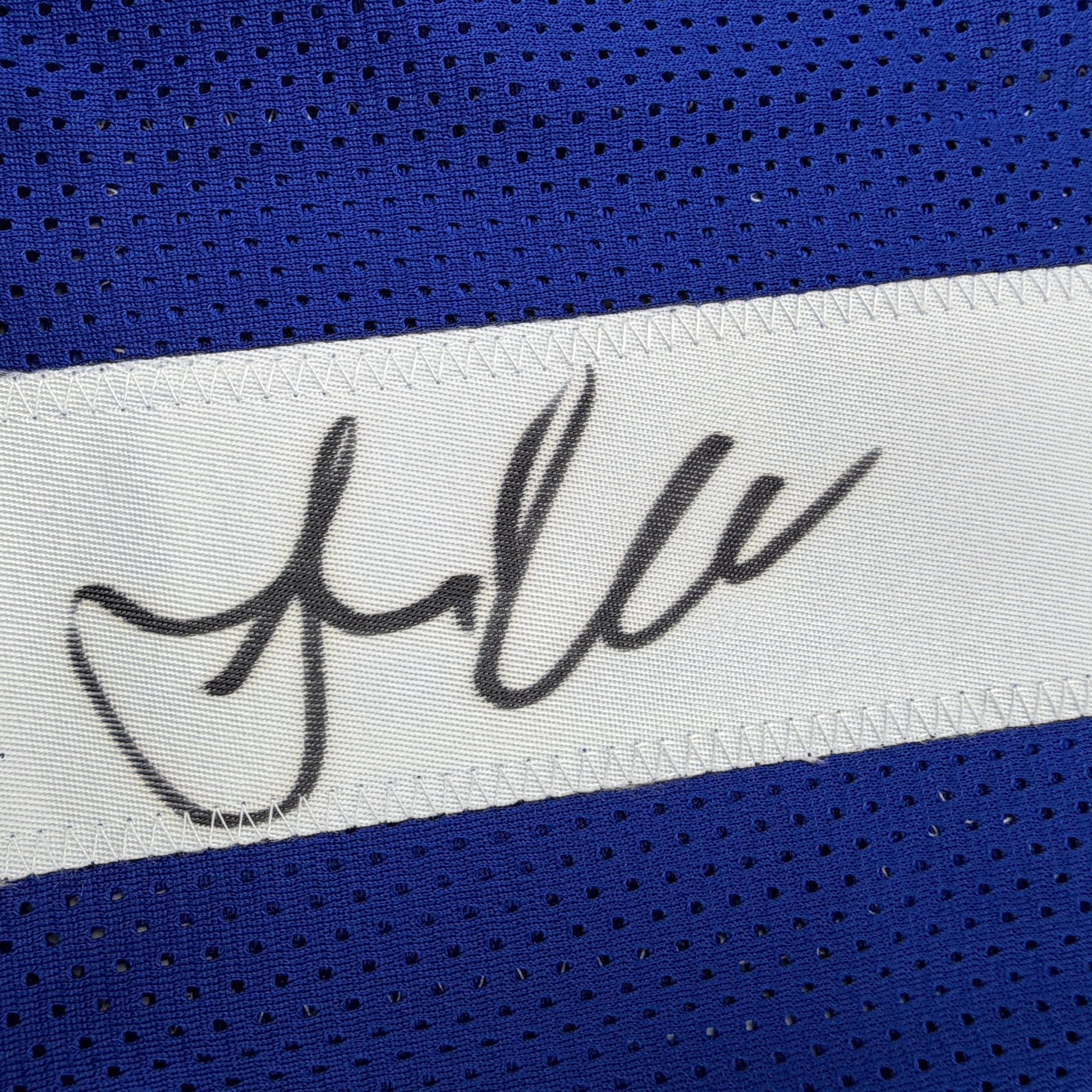 Autographed/Signed Amani Toomer New York Blue Football Jersey PSA/DNA COA
