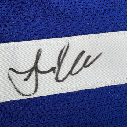 Autographed/Signed Amani Toomer New York Blue Football Jersey PSA/DNA COA