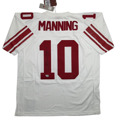 Autographed/Signed Eli Manning New York Giants White Mitchell & Ness Authentic Football Jersey Fanatics COA