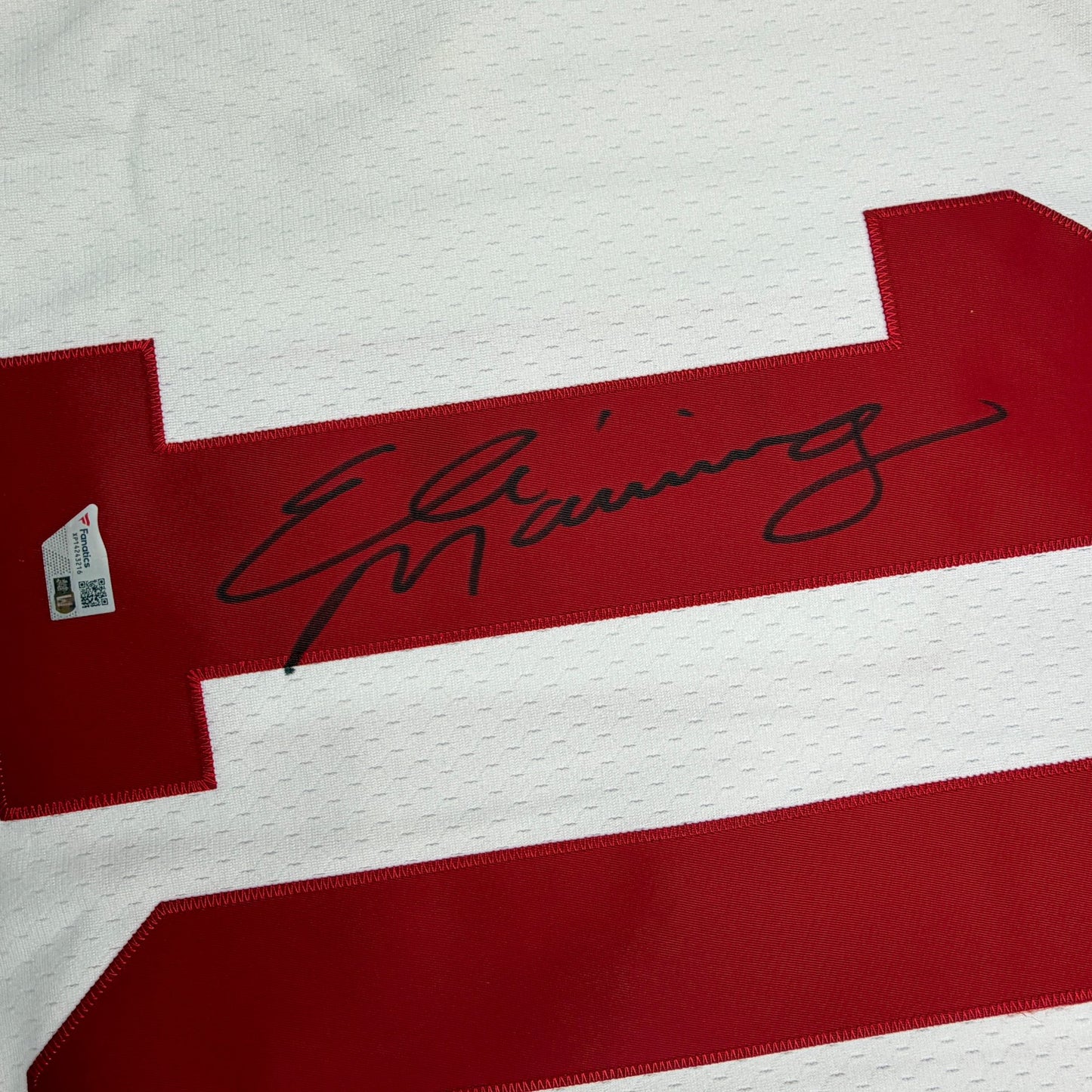 Autographed/Signed Eli Manning New York Giants White Mitchell & Ness Authentic Football Jersey Fanatics COA