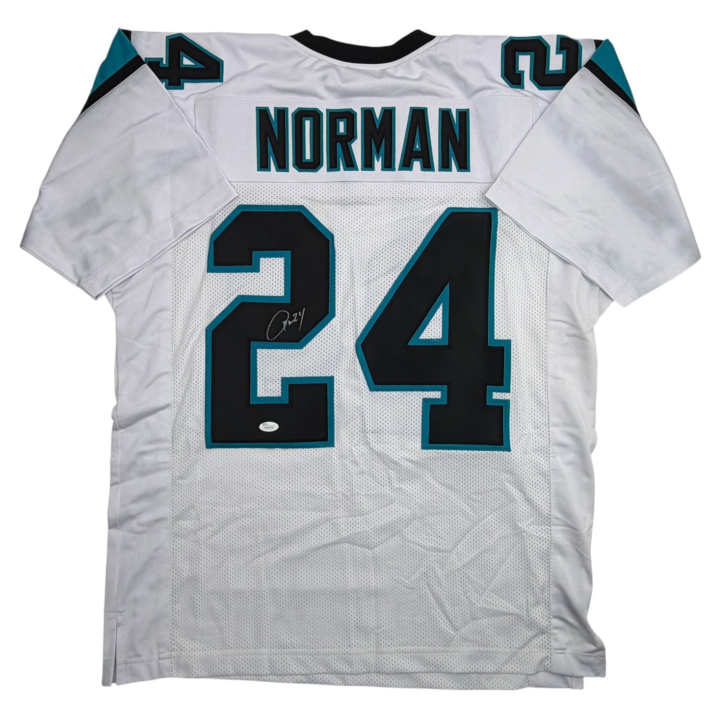 Autographed/Signed Josh Norman Carolina White Football Jersey JSA COA