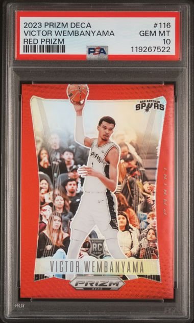 Graded 2023 Panini Deca Victor Wembanyama #116 /199 Red Prizm Rookie RC Basketball Card PSA 10 Gem Mint