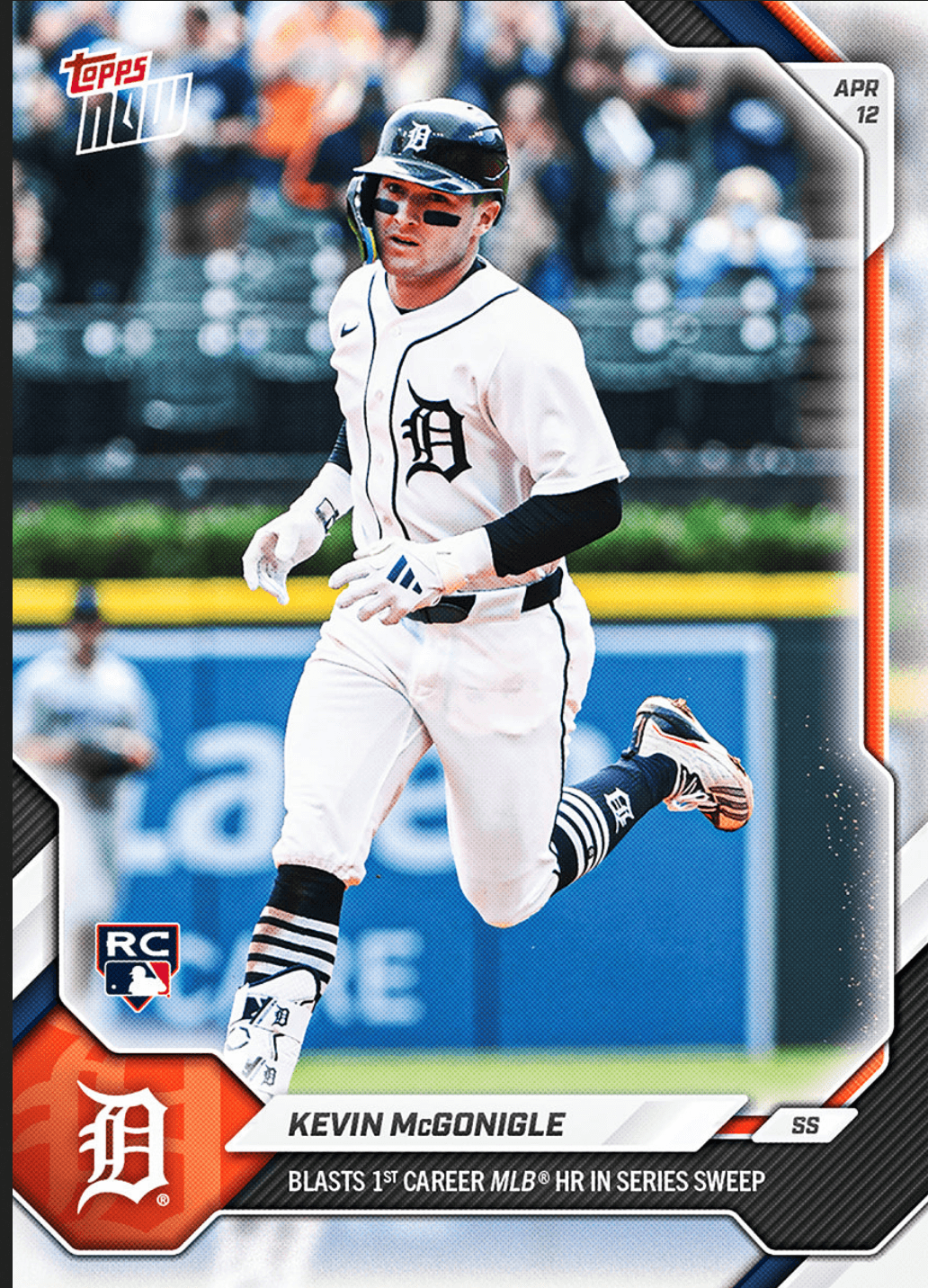 2026 Topps Now Kevin McGonigle #75 Blasts 1st Career MLB HR in Series Sweep Detriot Tigers Rookie RC Baseball Card
