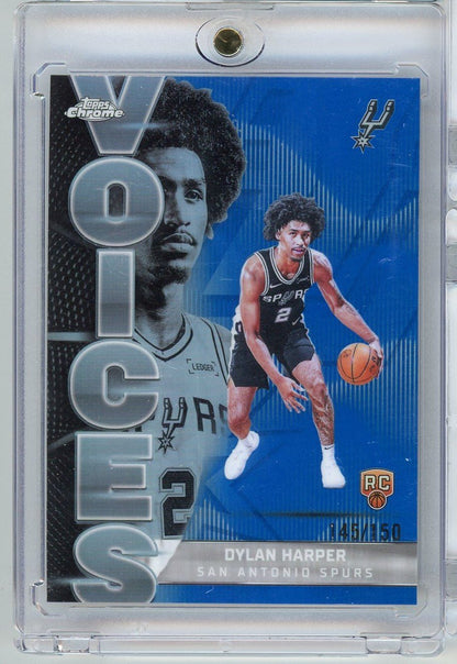  2025 Topps Chrome Dylan Harper #VS7 /150 Voices Blue Refractor Rookie RC Basketball Card 