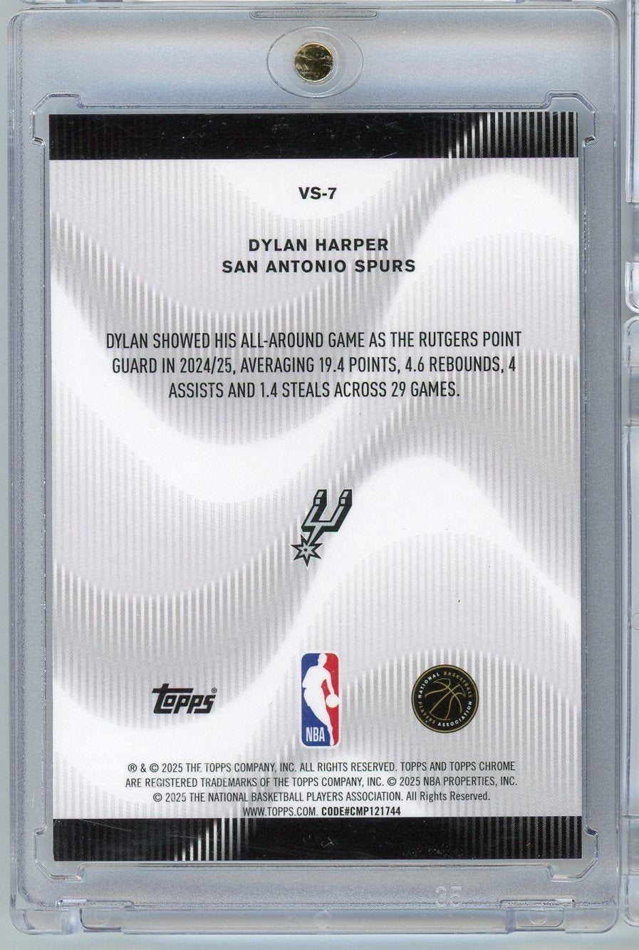  2025 Topps Chrome Dylan Harper #VS7 /150 Voices Blue Refractor Rookie RC Basketball Card 