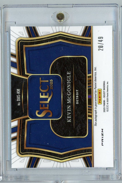  2025 Panini Select Kevin McGonigle #DASKM /49 Blue Prizm Auto Rookie RC Baseball Card 