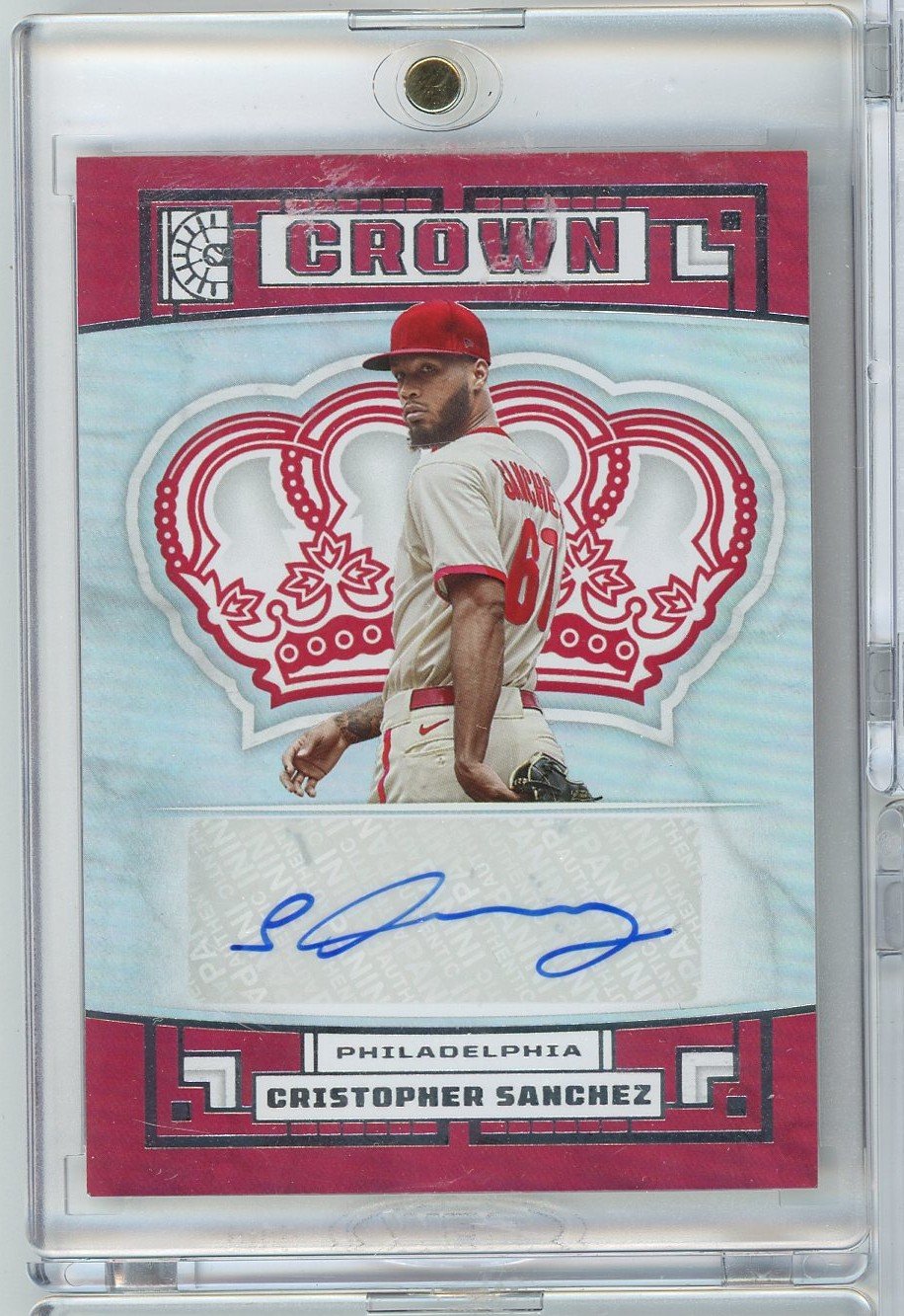 2022 Panini Capstone Cristopher Sanchez #CSZ Crown Auto Rookie RC Baseball Card 