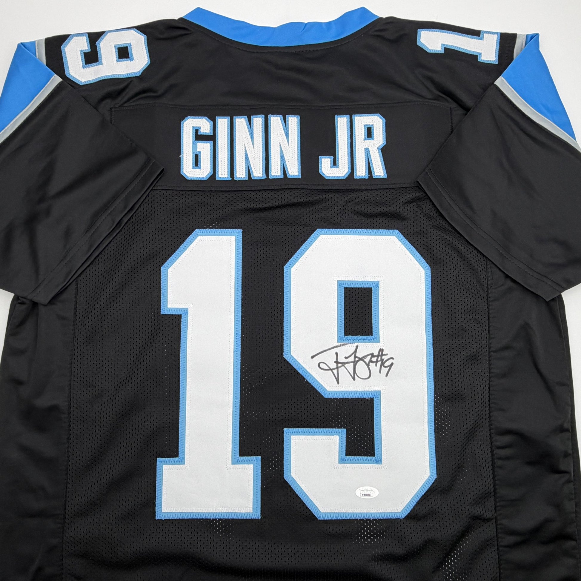 Autographed/Signed Ted Ginn Jr. Carolina Black Football Jersey JSA COA