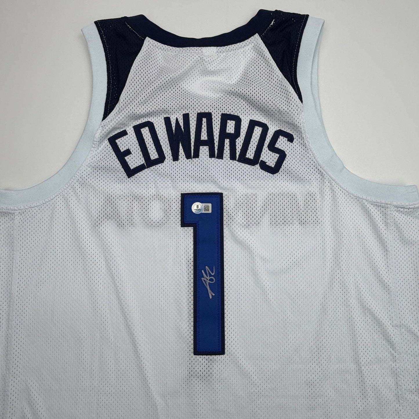 Autographed/Signed Anthony Edwards Minnesota White Basketball Jersey Beckett BAS COA