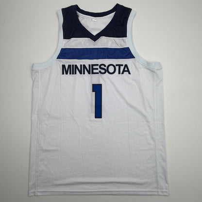 Autographed/Signed Anthony Edwards Minnesota White Basketball Jersey Beckett BAS COA