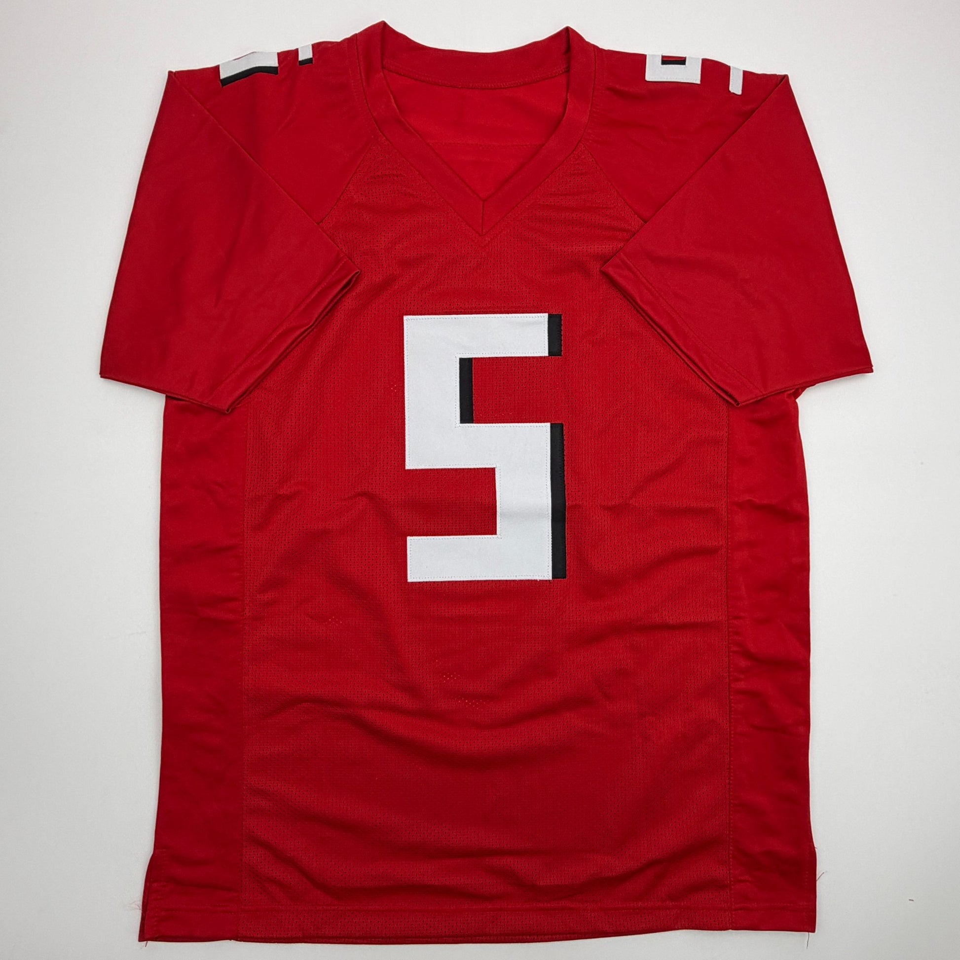 Autographed/Signed Drake London Atlanta Red Football Jersey Beckett BAS COA