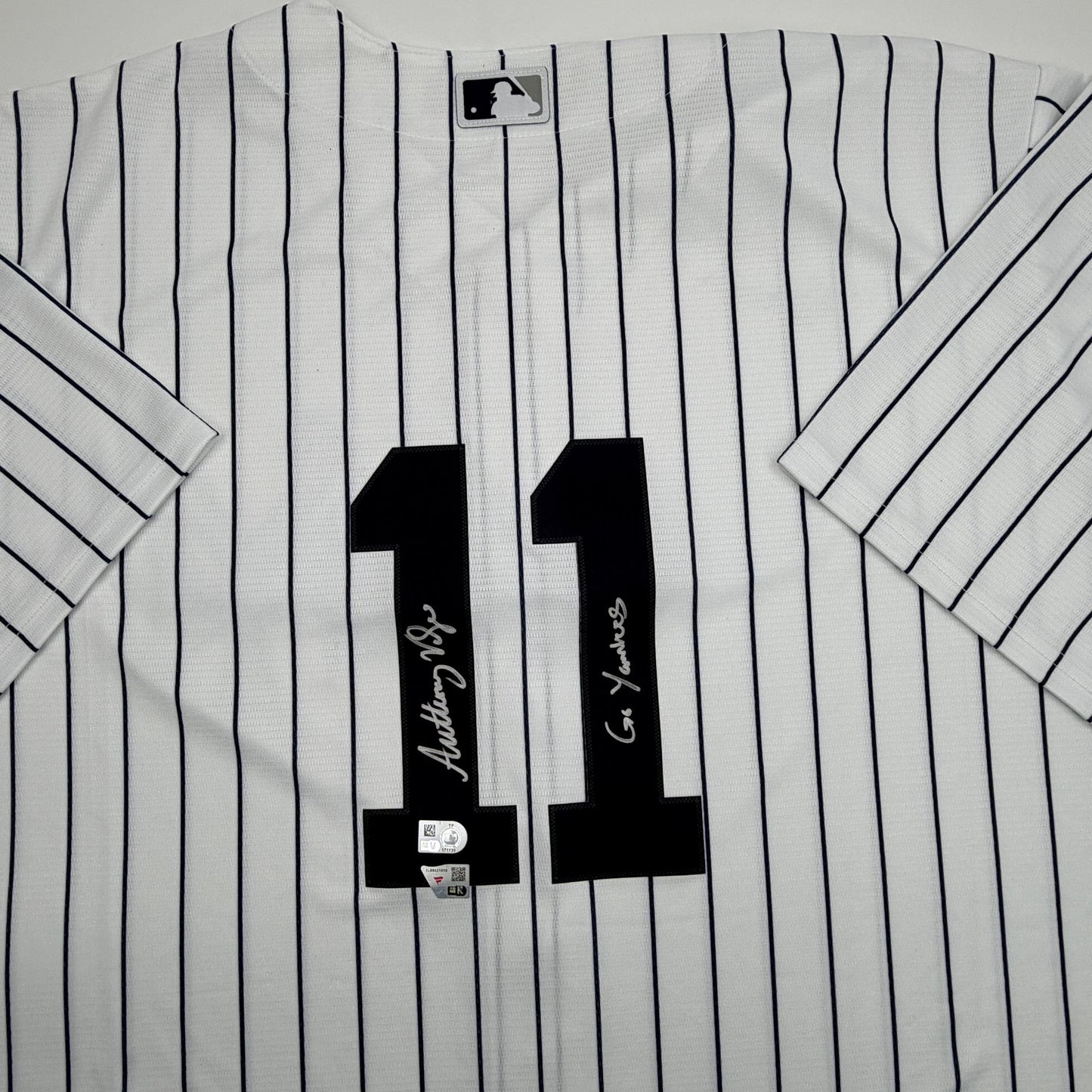 Autographed/Signed Anthony Volpe New York Yankees Pinstripe Authentic Baseball Jersey Fanatics & MLB COA